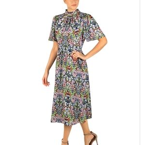 JULIA JORDAN Floral Print Short Sleeve Midi Dress